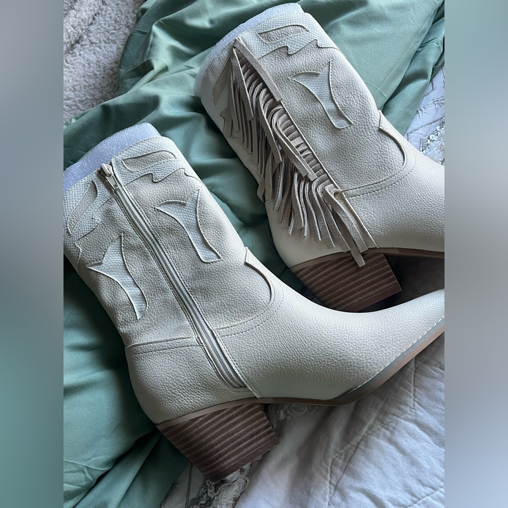 Altar’d State cream fringe cowgirl boots